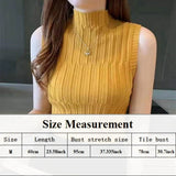 Women Half Turtleneck Sleeveless Slim Knitted T-Shirt Vest Sexy Fashion Casual Half-high Collar Hooded Bottoming Outer Wear
