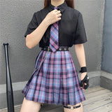 New Esports Girl JK Uniform Skirt Genuine Purple Pleated Skirt Short Skirt Suit Full Set Of Summer Autumn Girls' School Uniforms