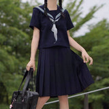 Japanese Korean High School Uniform Girls Sailor Suit Formal Autumn College Outfits Sweet Fashion Jk Sets Long Mid Short Skirt