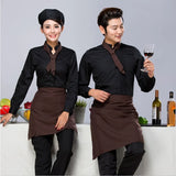Coffee House Server Long Sleeve Work Shirt+Apron+Tie Sets Women and Men Hotel Cafeteria Uniform Cheap Hotpot Waiter Clothing