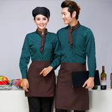 Coffee House Server Long Sleeve Work Shirt+Apron+Tie Sets Women and Men Hotel Cafeteria Uniform Cheap Hotpot Waiter Clothing
