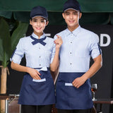 2023 Spring and Summer New Uniforms Cake Coffee Shop Adjusted Sleeve Uniform Shirt With Tie Bow Apron Set Hotpot Waiter Workwear