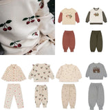 KS Kids Sweaters 2024 New Kids Girls Boys Cute Print Sweatshirts and Pants Outfit Set Outwear Baby Clothes