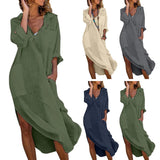 Shirt Dress for Women Linen Cotton Clothing 2022 Spring Summer Casual Vintage Oversized Pure Long Midi Dresses