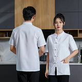 Overalls Chef Uniform Men's Kitchen Half Restaurant Catering Waiter Summer Short Sleeve