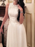 SMTHMA Women 2024 New Fashion White Sleeveless Summer Dress Ladies Lace Rose Embroidery Flower Elegant Long Dresses Vestidos