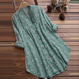 Women Spring Cotton Linen T-Shirt Dress Plus Size Ladies Casual Baggy Tunic Blouse Tops Female Floral Clothing 2024