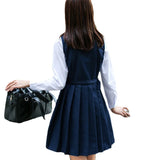 Japanese class uniform, school uniform, student uniform, corner placket, female white shirt sailor suit tank top dress dress set