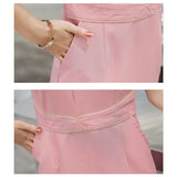 New Style Beauty Salon Uniform Massage Fashion Pink Dress Nail Technician Beautician Overalls Hotel Club Woman Work Gown