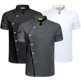 Unisex Chef Jacket Short Sleeve Kitchen Cook Coat Restaurant Waiter Uniform Shirt