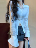 Black Bell Sleeve Top Vintage Blouses Corset White Shirt Women Long Sleeve Gothic Lolita Flared Korean Style Sexy Blouse