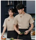 Unisex Chef Coat Uniform Restaurant Jacket Short Sleeve Chef Coat Men Women Kitchen Wear Waiter Waitress Uniform Bakery Coat