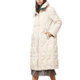 2023 New Winter Women Long White Duck Down Puffer Hoodies Jackets Fashion Casual Windproof Coats