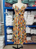 2023 Summer Printed Dress For Women Sexy Spaghetti Strap Boho Beach Vacation Sundress V-neck  Backless Dresses Femme Vestidos
