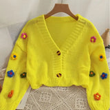 Spring Autumn Womens Embroidered Flowers Cardigan Thin Sweater