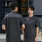 Unisex Chef Coat Uniform Restaurant Jacket Short Sleeve Chef Coat Men Women Kitchen Wear Waiter Waitress Uniform Bakery Coat