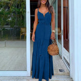 Maxi Dress Stylish Trendy With Button Solid Color Long Dress for Dating  Casual Dress  Maxi Dress