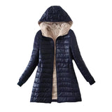 2023 New Autumn and Winter Korean Style Mid-length Hooded Cotton Coat for Women Lambswool Warm Cotton Coat and Velvet Jacket Top