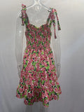 2023 Summer Fashion Short Boho Dress Women Mini Floral Print Dress Female Sleeveless Hanging Belt Printed Waist Folded Dress
