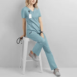 Pet Grooming Doctor Uniforms Non-sticky Hair Nurse Women  V-neck Thin and Light Fabric Medical Clothes Summer Clinical Uniform
