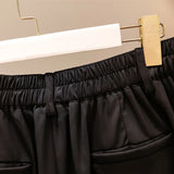 150Kg Plus Size Women Summer Shorts Loose Elastic Waist Wide Leg Hot Pants Black Hip 153cm 7XL 8XL 9XL