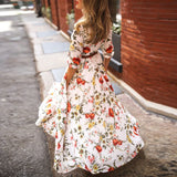 Spring Autumn Vintage Flower Floral Print Maxi Dress Office Lady Fashion Mujer Elegant Long Sleeve O-neck Dresses For Women