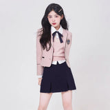2024 Korean Female Student Suit Jacket Pleated Skirt Japanese Jk Uniform Set Girls School Dresses Sailor Suit