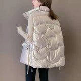 2023 New Down Cotton Vest Women Autumn Winter Short Loose Casual Waistcoat Womens Fashion Large Size Sleeveless Jacket Top