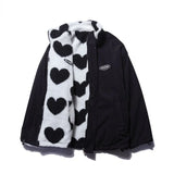 2022 autumn and winter new love lambswool cotton-padded jacket double-sided collar jacket couple loose jacket warm Y2K