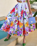 Ladies Dress 2023 Summer New Elegant Lapel Floral Ruffle Button Shirt Dress Vacation Short Sleeve Dress Fashion Streetwear