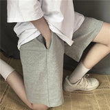 Summer Gray Shorts Women Fashion Ladies Elastic Waists Short Pants High waist Streetwear Wide-leg Oversize Simple Unisex Short