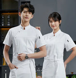 Unisex Chef Jacket Short Sleeve Kitchen Cook Coat Restaurant Waiter Uniform Shirt