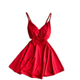 Women A-line Sexy Dress V-Neck Spaghetti Strap Backless Mini Dresses Soild Color Vestidos Slim Trend 2020 High Waist For Party