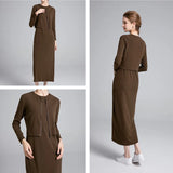 AS woman clothes zipper cardigan and Ankle Maxi Length long dress nature fiber brand ribbing fabric clothing