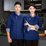 Men Long Sleeve Chef uniform Restaurant chef jacket with apron Cook Coat Chef T-shirt Work Uniform Waiter Hotel Clothes Logo