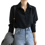 Women Shirt Classic Chiffon Blouse S-4XL Plus Size Loose Long Sleeve Shirt Lady Simple Style Tops Female Clothes New Blusas 6830