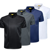 Men's Chef Jacket Short Sleeve Kitchen Cook Shirt Unisex Restaurant Bakery Waiter Uniform Top