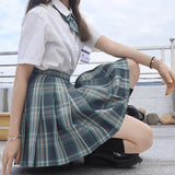 New Japanese School Uniform Korean Student Jk Seifuku Blouse Pleated Skirt Tie Full Set Girl Plaid Skirt Pink Uniforms For Woman