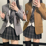 Japanese School Uniforms for Girl Autumn&Winter Multicolor Long Blazer Sets Pleated Skirt JK Sailor Tie Anime Cos Costumes Women