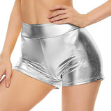 Slim Stretch High Waist Shorts for Women Shiny Sliver Gold Color Black Shorts Sexy Nightclub Party Women's Outfits