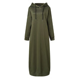Muslim Dress Autumn/Winter Women's Sweatshirt Fashion Hooded Long Sleeve Long Dress Casual Solid Color Hooded Tank Top Robe