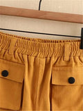 Plus Size Women's Clothing Summer Elasticated Waist Shorts Thin Casual Trousers With Three-Dimensional Pocket Decoration 3XL-5XL