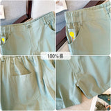 160Kg Plus Size Women's Workwear Casual Shorts High Waist Summer New Thin Wide Leg Pants Green Hip 154 6XL 7XL 8XL 9XL 10XL