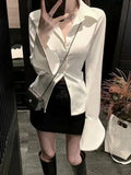 Black Bell Sleeve Top Vintage Blouses Corset White Shirt Women Long Sleeve Gothic Lolita Flared Korean Style Sexy Blouse