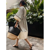 Bohemian Patchwork Loose Dress Mid Length Shirt Skirt Ethnic Style Loose V-Neck Seaside Vacation Early Spring 2023
