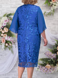 2023 Fall Women's Plus Size Party Dress Elegant Floral Embroidery Prom Dress for Wedding Guest Slim Bodycon Pencil Dresses