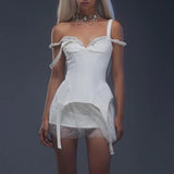 Summer 2023 new French temperament square collar fish bone corset dress female beach vacation club party dress Vestidos