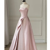 Pink Strapless Evening Party Dress for Women Banquet Evening Women's Prom Dresses Vestidos De Mujer Elegantes Para Fiesta 2023