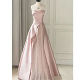 Pink Strapless Evening Party Dress for Women Banquet Evening Women's Prom Dresses Vestidos De Mujer Elegantes Para Fiesta 2023