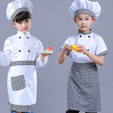 Kids Chef Jackets Kitchen Roleplay Uniform Cook Hat Restaurant Cosplay Costumes Halloween Children Waiter Waitress Clothing Sets